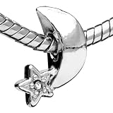 Pandora Style Bead Rhinestone Star And Moon European Charm Bead Fits Pandora Bracelet