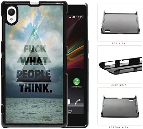 F*** What People Think Quote in Hologram Texture with Blue Water and Sky in Background NUE Designs Hard Plastic Snap On Cell Phone Case Sony Xperia Z1
