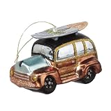 Copper Woody with Surfboard Glass Christmas Ornament