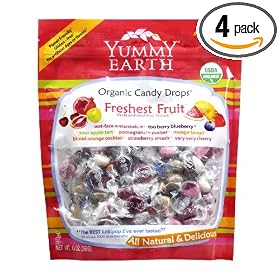 YummyEarth Organic Candy Drops, Assorted Fruit Flavors, 13-Ounce Pouches (Pack of 4)