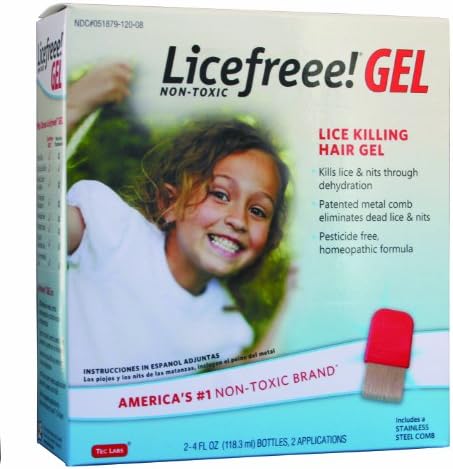 Licefreee non-toxic lice killing hair gel with steel comb - 4 oz, 2 pack