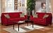 2 pc red microfiber fabric upholstered sofa and love seat set