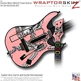 Chrome Skulls on Pink Skin fits Band Hero, Guitar Hero 5 & World Tour Guita ....