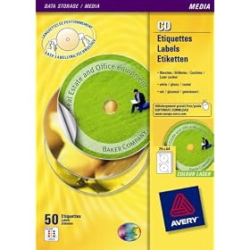 Avery Full Face CD Labels - Glossy Colour Laser