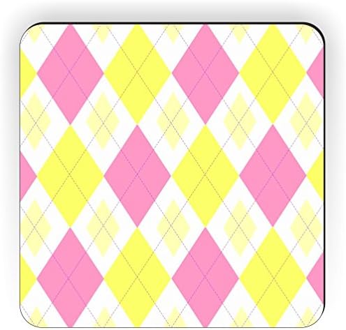 Rikki Knight Pink Yellow Argyle Mini Yellows Design Square Fridge Magnet
