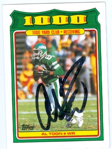 Al Toon Autographed/Hand Signed Football Card (New York Jets) 1988 Topps #9 1000 Yard Club