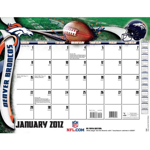Turner Denver Broncos 2012 22x17 Desk Calendar