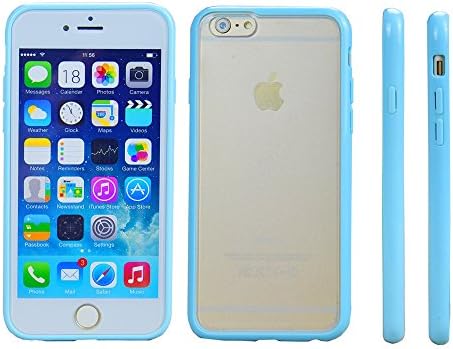 Iphone 6 Case ,Refun(TM) Hard Silicone Heavy Duty Bumper with Ultra Slim Back Panel Back Case Cover Shock-absorption and Scratch Resistant Screen Protector Design for Iphone 6 (4.7" Inch) Accessories for Men or Women (Blue)