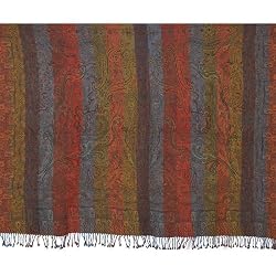 Pure Indian Wool Blanket Asian Jacquard Pattern 82 inches x 60 inches