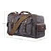 Overnight bag Canvas Genuine Leather Travel Duffel Bags for Men and Women Weekend (Grey)