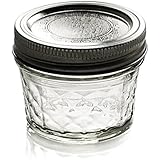 Ball Jar Crystal Jelly Jars with Lids and Bands, Quilted, 4-Ounce, Set of 12