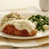 Chicken Parmesan, Mushroom Risotto and Peas and Pearl Onions