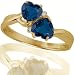 10k Yellow Gold Created Blue Sapphire and Diamond Heart Ring (.02 cttw, I-J Color, I1 Clarity)