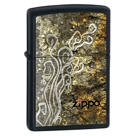 Zippo Black Matte Pocket Lighter with Design: Sports &amp; Outdoors
