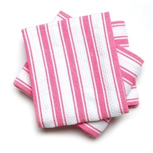 Mahogany Basket Weave Kitchen Towels with Color Stripes , Set of 3