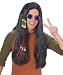 Feelin' Groovy-Black Long Beads/Ribbons Wig