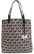 Michael Kors N/S Signature Tote in Beige / Black - Patent Leather Trim (MK HANDBAGS, PURSES, BAGS, TOTES)