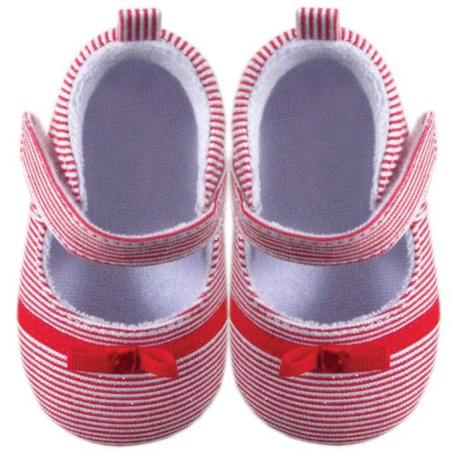 Luvable Friends Girl's Bow Dress Shoe for Baby, Pink, 6-12