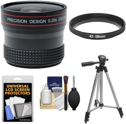 Precision Design 0.20x HD High Definition Fisheye Lens with Tripod + Accessory Kit for Canon EOS M Digital Cameras
