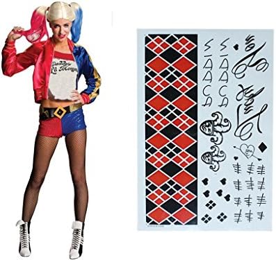 HQ Temporary Tattoos Sheet - Face, Waist, &amp; Leg Tattoos - Halloween Costume / Cosplay For Harley Quinn Temporary Tattoos