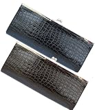 Minerva Collection Ladies Large Framed Mock Croc Clutch Bag