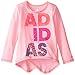adidas Little Girls' Long Sleeve Girly Tee Shirt, Cotton Candy, 6