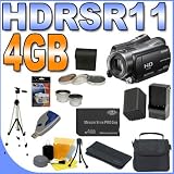 Sony HDR-SR11 60GB Hard Drive HD Camcorder with 12x Optical Zoom PLUS 4GB PRO Duo Memory Stick - Extra Rechargeable Battery - 3 Piece Filter Kit - Full Size Tripod - Wide Angle & 2x Telephoto Lenses - Quick External Charger - HDRSR11 BigVALUEInc Accessory Saver Bundle + MORE