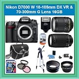 Nikon D7000 DX VR Package Includes 18-105mm DX VR Lens+ 70-300mm G Lens + 16GB SDHC & Much Moe