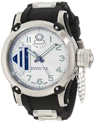 Invicta Men's 0364 Russian Diver GMT Silver Dial Black Polyurethane Watch 