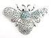 Silver Tone Aqua Light Blue Crystal Rhinestone Queen Bee Fly Insect Pin Brooch