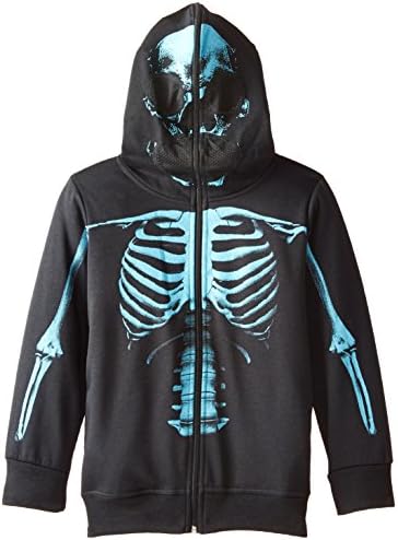 Freeze Big Boys' Blue Skeleton Full Zip Up Costume Hoodie, Black, 12/14