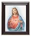 Sacred Heart of Jesus in Blue Cloak and Gloss Walnut Wood Frame with Gold Trim, 10.75" x 12.75" - MADE IN ITALY