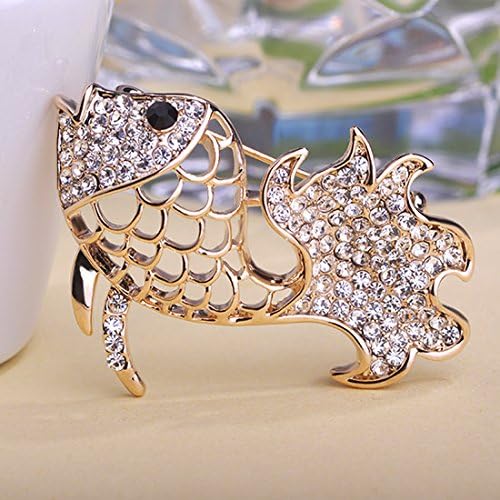 Blucoo Women's Fashion Vintage goldfish Simulated Diamond Pin Brooch