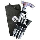 Hugo Elite Adjustable Folding Cane with Interchangeable?Iridescence Handle, Silver
