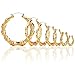 14K Gold Plated Hollow Round Bamboo Hoop Earings. 7 Different Sizes from .75