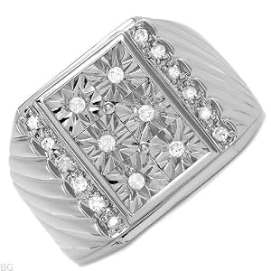 Elegant Brand New Gents Ring With Genuine Diamonds Beautifully Crafted in White Gold