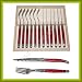 LAGUIOLE Dubost - 6 STEAK KNIVES + 6 STEAK FORKS - RED color (authentic French quality 12 pcs luxury table flatware/cutlery setting for 6 people - dishwasher safe! - direct from FRANCE)