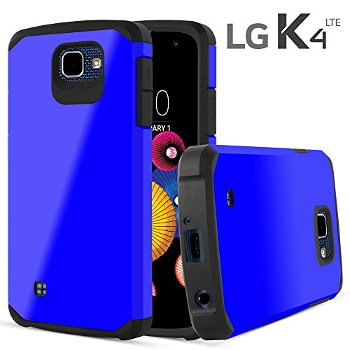 LG K4 Case, LG Optimus Zone 3 Case, LG Spree Case, LG Rebel LTE Case, Celljoy [Liquid Armor] Slim Fit Dual Layer TPU Protective Hybrid **Shockproof** - Thin Hard Cover Case (Blue)