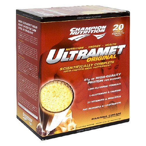 Champion Nutrition UltraMet Scientifically Complete High-Protein Meal, Banana Cream, 2.7-Ounce Packets (Pack of 20)