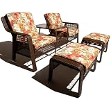 Strathwood Anacapa Resin Wicker Two-Seater Arm Chair and Ottoman Set