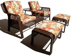 Strathwood Anacapa Resin Wicker Two-Seater Arm Chair and Ottoman Set