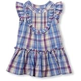 THE CHILDREN'S PLACE(ザ・チルドレンズプレイス) プラッドポプリンドレス&ディッパーカバーセット ブルー ワンピース 3～6ヶ月【並行輸入】
