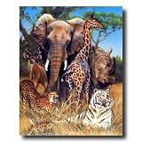 Elephant Giraffe Rhino African Wildlife Wall Picture 16x20 Art Print