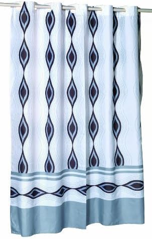 Carnation Home Fashions EZ On No Hooks Needed! 108 by 75-Inch Fabric Shower Curtain, X-Wide, Harlequin, Gray/White by CARBN