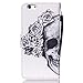iPhone 6S Case,iPhone 6 Wallet Case,EMAXELER iPhone 6S Flip Folio Case, Beautiful illustration PU Leather Flip Protective Case with Stand Wallet for iPhone 6/6S 4.7 inch-Skull & Gray Flower