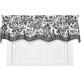 Victoria Park Toile Bradford Valence Window Curtain, 70 Inch - 15 Inch, Black