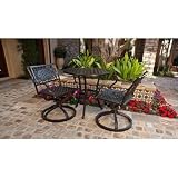 Charleston Three Piece Swivel Rocker Set in Desert Bronze with Round Bistro Table