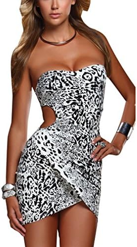 Women Sexy Lingerie Intimates Teddy Dress Black White Leopard Spandex Size S