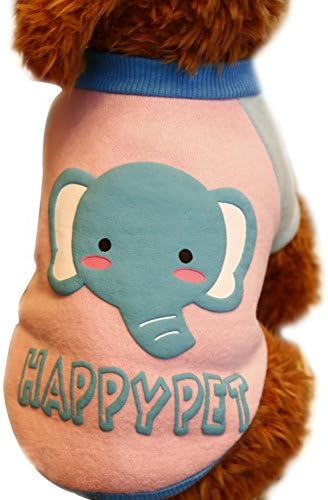 Small Dog Cartoon Elephant Stitching Romper Vest T-shirt Sweatershirt (XS(Length:8inches Chest:12inches ), Pink)