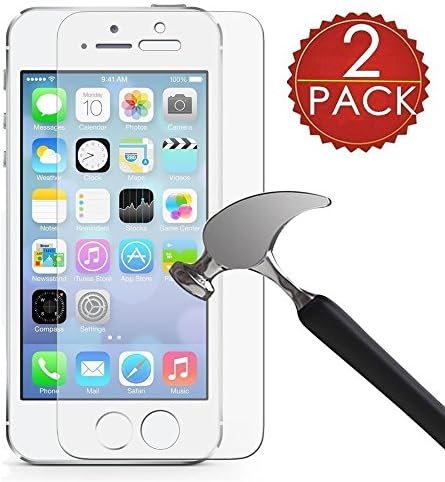 iPhone SE / 5 / 5C / 5S Screen Protector Tempered Glass, Ultra-Clear Scatterproof Glass, Scratch Resistance Cell Phone Screen Protectors, 2 Pack